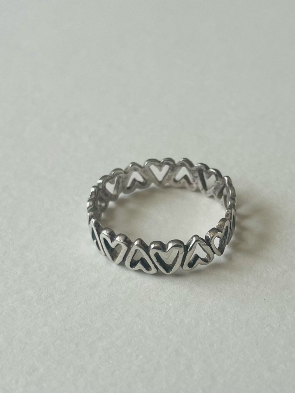 Sterling Silver Heart Link Ring -l
